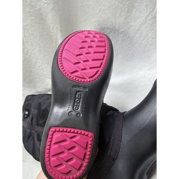 Crocs CLAIRE Women's Size 7 Black Insulated Waterproof Rain Snow Pull On BOOTS - Picture 7 of 14